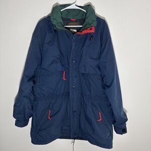 Vintage 90s Eddie Bauer Gore-Tex Hooded Mountain Parka Jacket Coat Blue Mens XL